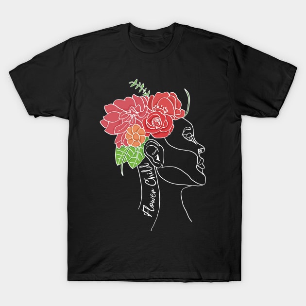 Flower Child Portrait T-Shirt by 585Designs